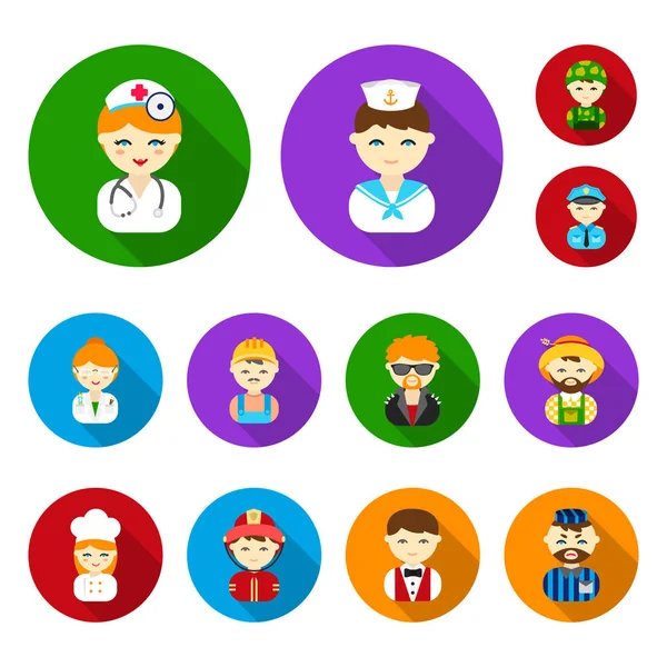 People of different professions flat icons in set collection for design. Worker and specialist vector symbol stock web illustration.