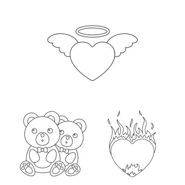 Set koleksiyonu tasarım için romantik ilişki anahat simgeleri. Sevgi ve dostluk sembolü hisse senedi web illüstrasyon vektör.