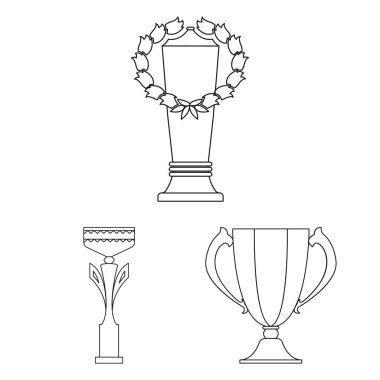 Set koleksiyonu tasarım için altın Kupası anahat simgeleri. Kazananlar Kupası vektör simge stok web çizim.