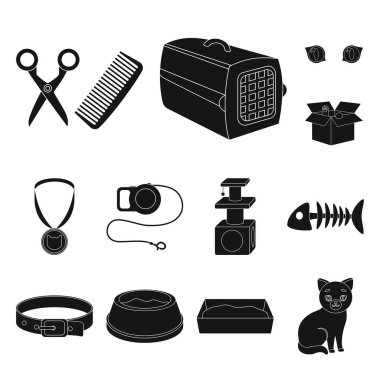Set koleksiyonu tasarım için bir hayvan kedi siyah simgeler. Bir kedi vektör simge stok web gösterim amacıyla bakım.