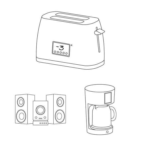 Smart home appliances outline icons in set collection for design. Modern household appliances vector symbol stock web illustration.
