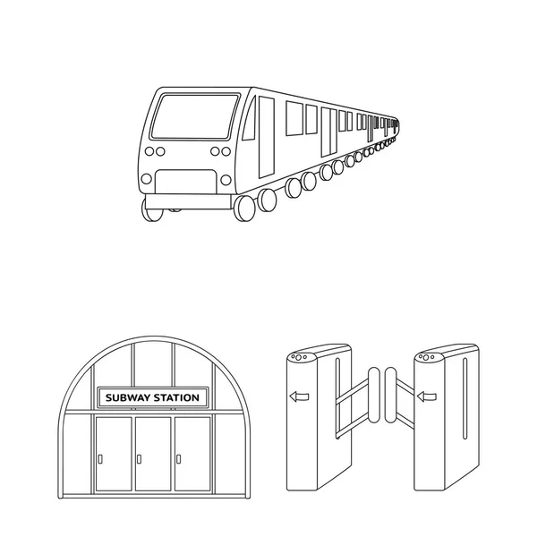 Метро, иконки контуров метрополитена в наборе для оформления. . — стоковый вектор