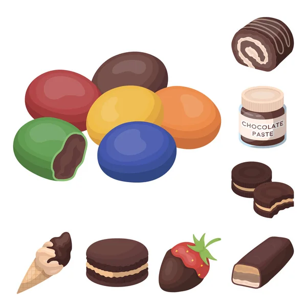Chocolade Dessert cartoon pictogrammen in set collectie voor design. Chocolade en snoep vector symbool voorraad illustratie van het web. — Stockvector