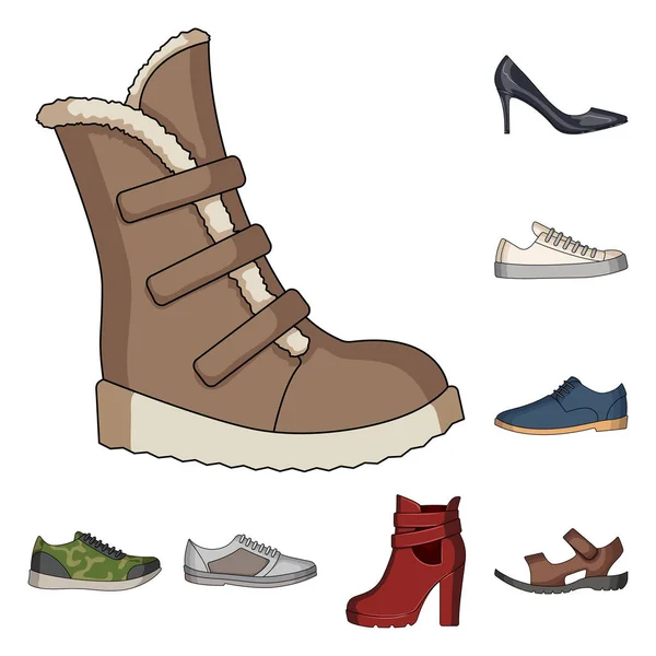 Verschiedene Schuhe Cartoon-Icons in Set-Kollektion für Design. Herren und Frauen Schuhe Vektor Symbol Stock Web Illustration. — Stockvektor