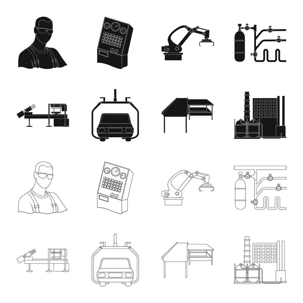Automobilindustrie und andere Web-Ikone in schwarz, umreißen style.new technologies icons in set collection. — Stockvektor