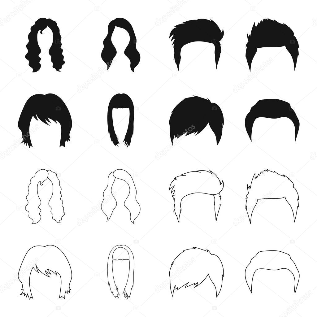 Mustache and beard, hairstyles black,outline icons in set collection for design. Stylish haircut vector symbol stock web illustration.