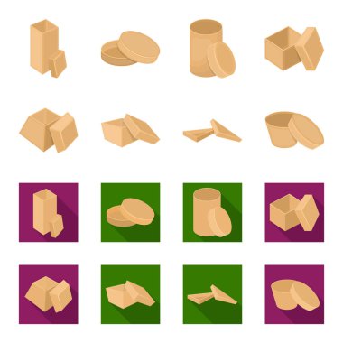 Dava, kabuk, çerçeve ve diğer web simgesi karikatür, düz stil. Kutusu, konteyner, paket, küme koleksiyon simgeler.