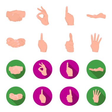 Palms birlikte, büyük, isimsiz. Çizgi film, düz stil vektör simge stok çizim web simgeler el hareketleri ayarla.