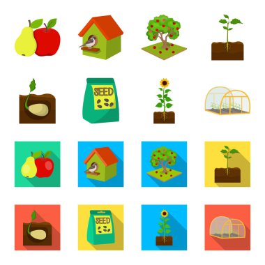 Şirket, ekoloji ve diğer web simgesi karikatür, düz stil. Kabuğu, cezalar, Bahçe simgeler kümesi koleksiyonu.
