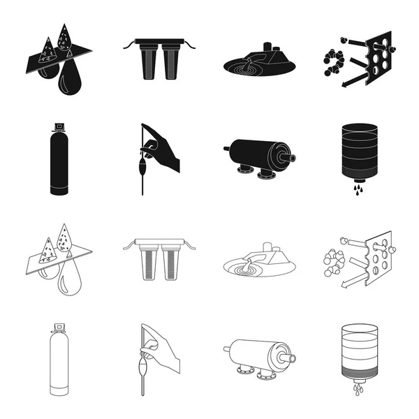 Reinigung, Wasser, Filter, Filtration .water filtration system set collection icons in black, outline style vektor symbol stock illustration web. — Stockvektor