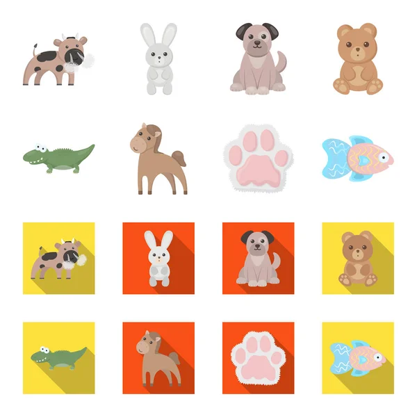 Una caricatura poco realista, iconos de animales planos en la colección de conjuntos para el diseño. Animales de juguete vector símbolo stock web ilustración . — Vector de stock