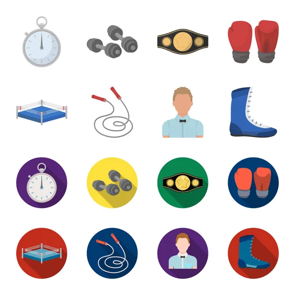 Ring, rope, referee, sneakers Boxing set collection icons in cartoon,flat style vector symbol stock illustration web. — Stock Vector