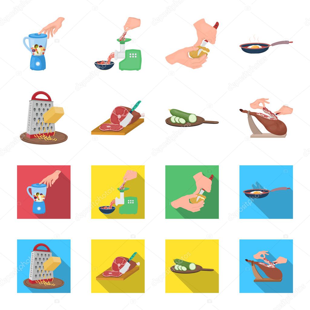 treat, appliance, tool and other web icon in cartoon,flat style.cook, housewife, hands icons in set collection.