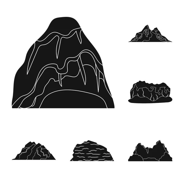 Различные горы черные иконки в коллекции наборов для design.Mountains и ландшафтных векторных символов веб-иллюстрации . — стоковый вектор