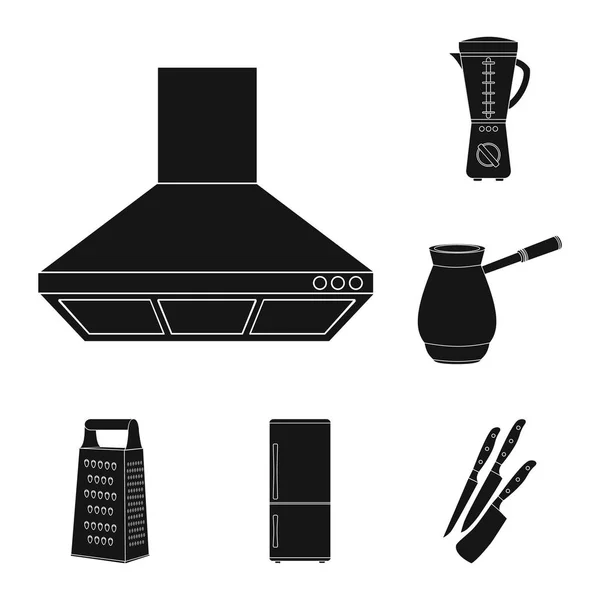 Equipamento de cozinha ícones pretos na coleção de conjuntos para design. Cozinha e acessórios símbolo vetorial ilustração web stock . — Vetor de Stock