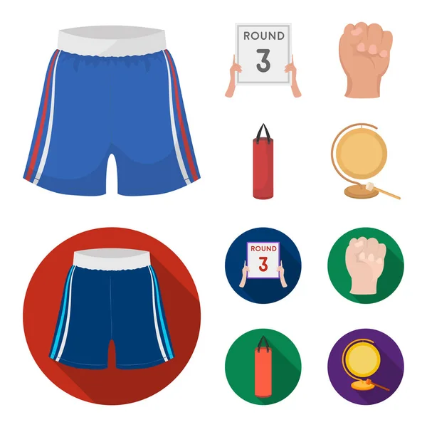 Boxing, sport, round, hand. Boxing set collection icons in cartoon,flat style vector symbol stock illustration web. — Stock Vector