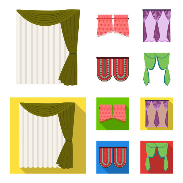 Curtains, stick, cornices, and other web icon in cartoon, flat style.Bow, fabric, tulle icons in set collection
.