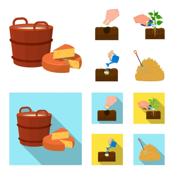 Jardín, ecología, agricultura y otros iconos de la web en dibujos animados, estilo plano. Alimentación, parcela, granja, iconos en la colección de conjuntos . — Vector de stock