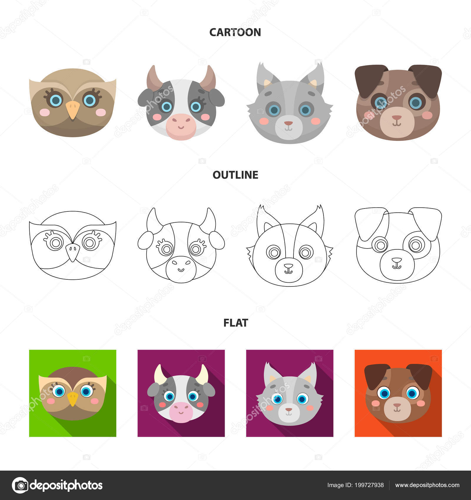 Hibou Vache Loup Chien Museau Danimaux Figurant Icônes