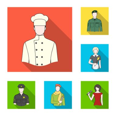 Farklı mesleklerden insanlar set koleksiyonu tasarım için simgeleri düz. İşçi ve uzman sembol stok web illüstrasyon vektör.