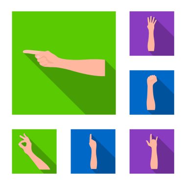 Jestler ve set koleksiyonu tasarım için onların anlamı düz simgeler. Duygusal iletişim vektör simge stok web illüstrasyon parçası.