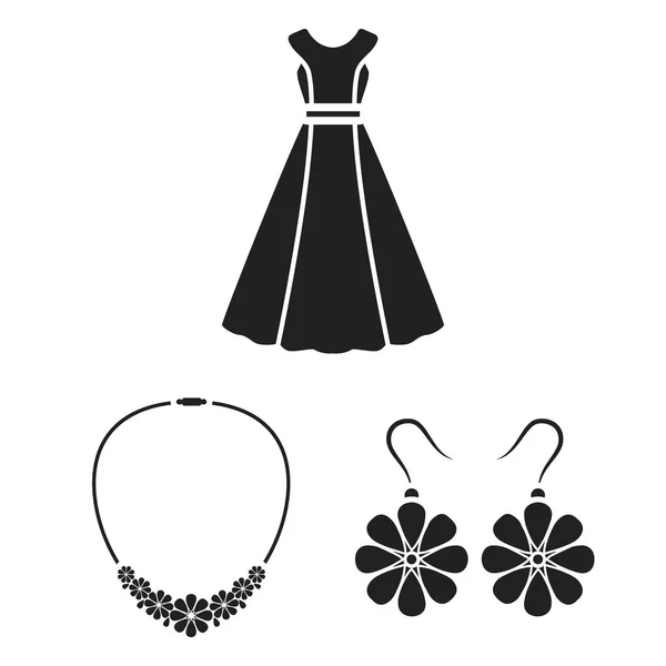 Ropa y accesorios iconos negros en la colección de conjuntos para el diseño. Zapatos y decoración vector símbolo stock web ilustración . — Archivo Imágenes Vectoriales