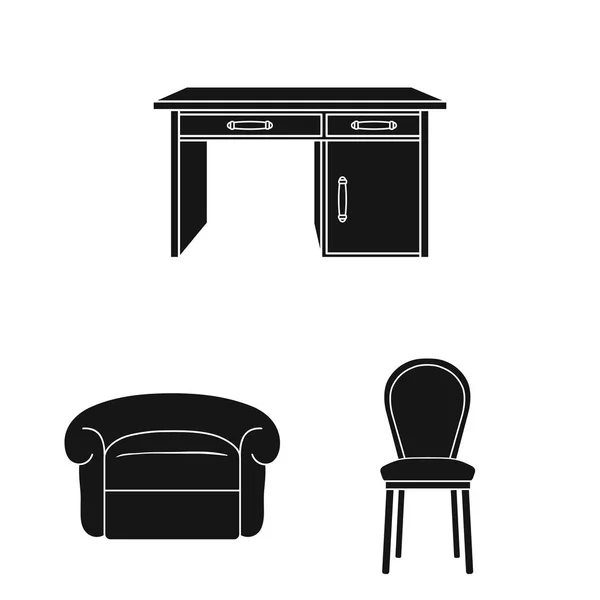 Möbel und Interieur schwarze Symbole in Set-Kollektion für design.home Möbel Vektor Symbol Stock Web-Illustration. — Stockvektor