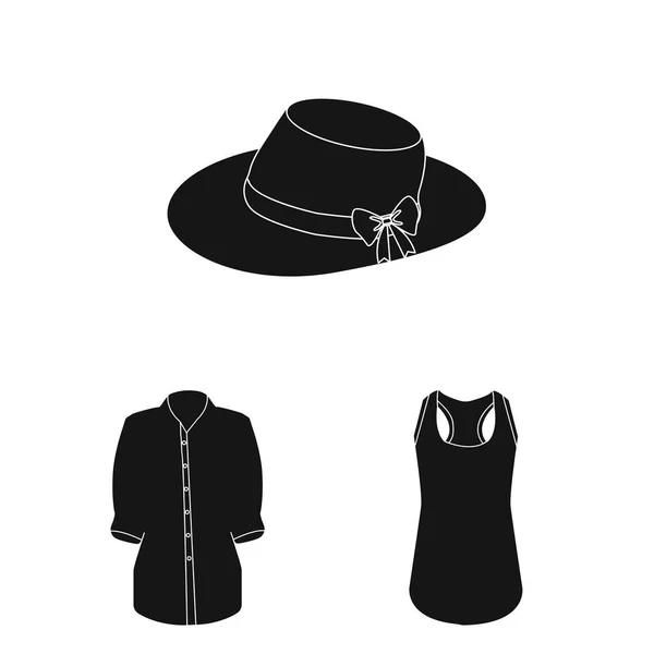 Abbigliamento Donna icone nere nella collezione set per il design.Abbigliamento Varietà e Accessori simbolo vettoriale stock web illustrazione . — Vettoriale Stock