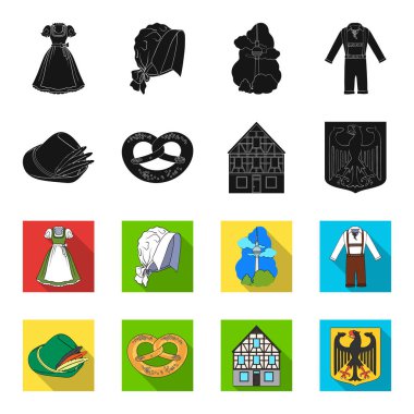 Ülke Almanya siyah, set koleksiyonu tasarım için flet simgeler. Almanya ve dönüm noktası sembol stok web illüstrasyon vektör.