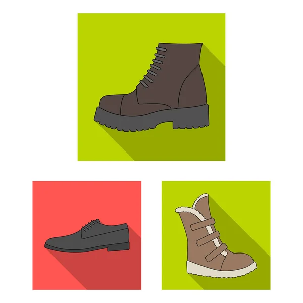 Scarpe diverse icone piatte nella collezione set per il design. Uomo e donna scarpe vettore simbolo stock web illustrazione . — Vettoriale Stock