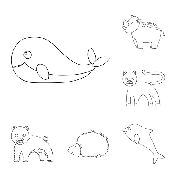 Nierealistyczne Zarys Zwierzę Ikony Kolekcja Zestaw Projektowania Zwierzątka Wektor Symbol — Wektor stockowy