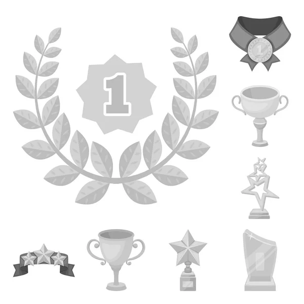 Troféer och utmärkelser svartvita ikoner i set insamling för design. Belöning och prestation vektor symbol lager web illustration. — Stock vektor