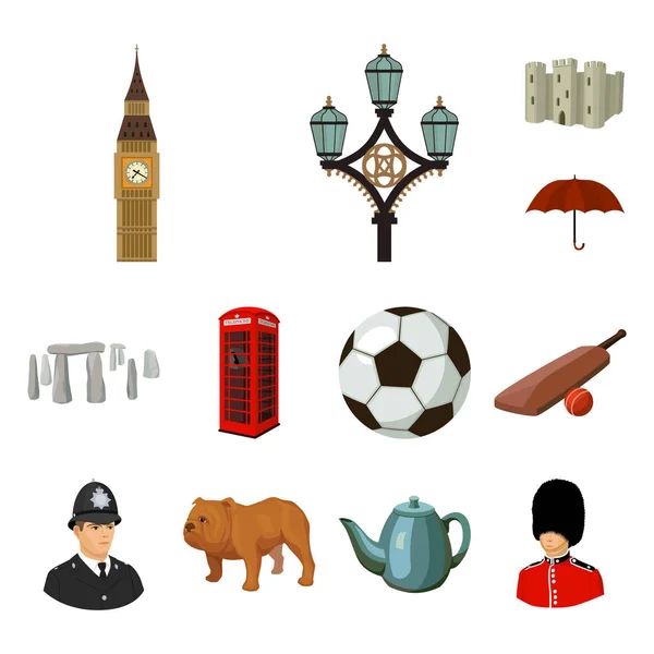 País de Inglaterra iconos de dibujos animados en la colección de conjuntos para design.Travel y atracciones vector símbolo stock web ilustración . — Vector de stock