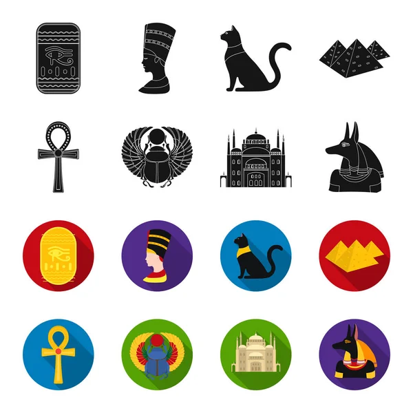 Anubis, ankh, cairo citadel, ägyptischen beetle.ancient ägypt set collection icons in black, flet style vektorsymbol stock illustration web. — Stockvektor