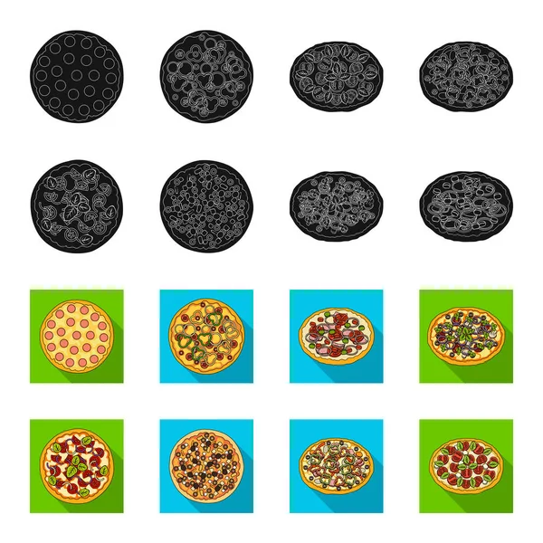Pizza with meat, cheese and other filling. Different pizza set collection icons in black,flet style vector symbol stock illustration web. — Stock Vector
