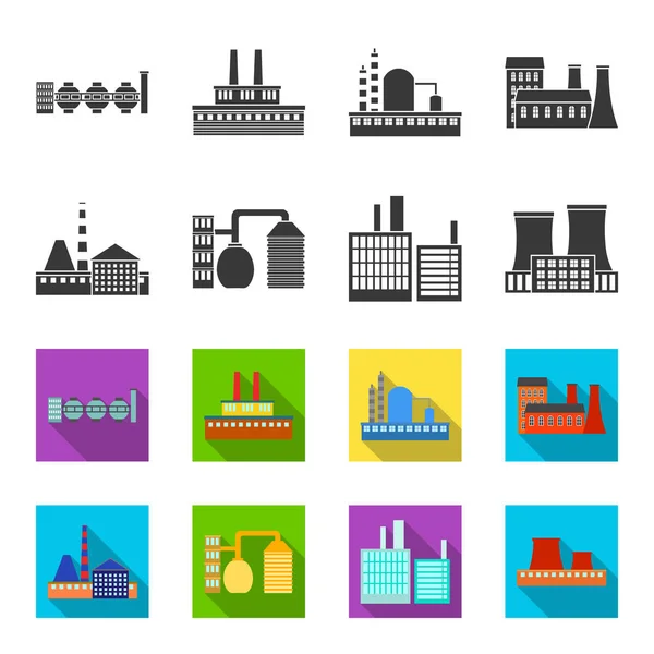 Industrie, productie. Fabriek instellen collectie iconen in zwart, flet stijl vector symbool stock illustratie web. — Stockvector