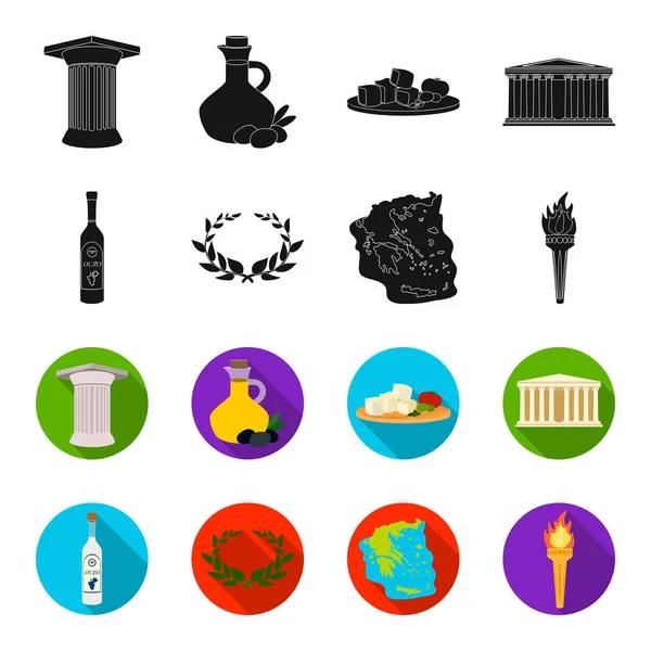 Greece, country, tradition, landmark .Greece set collection icons in black,flet style vector symbol stock illustration web. — Stock Vector
