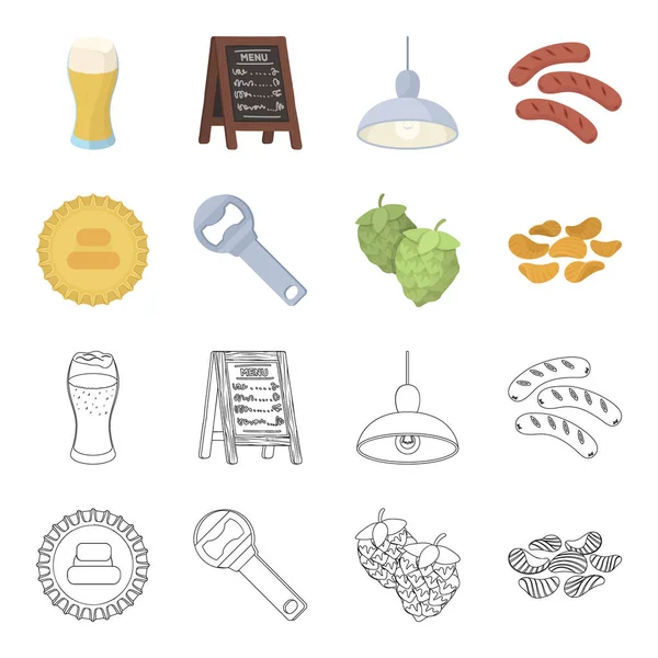 Bar, pub, restaurante, café .Pub conjunto de iconos de la colección en dibujos animados, contorno estilo vector símbolo stock ilustración web . — Vector de stock