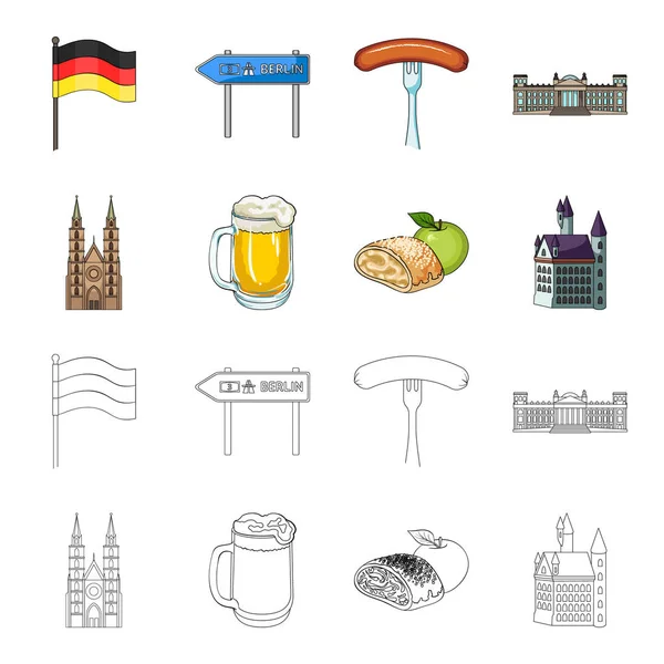 Country Germany cartoon, outline icons in set collection for design. Германия и векторные векторные символы . — стоковый вектор
