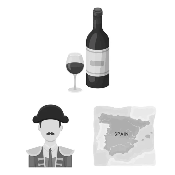 Espanha país monocromático ícones na coleção de conjuntos para design.Travel e atrações símbolo vetorial estoque web ilustração . —  Vetores de Stock