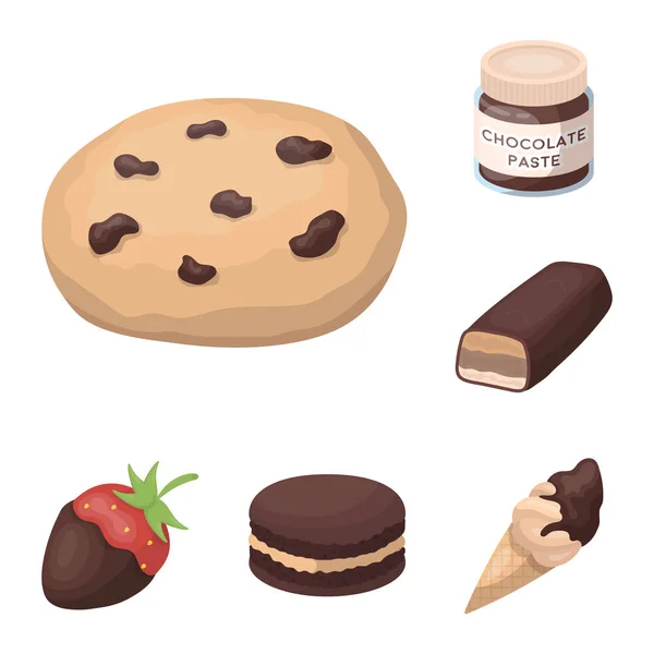 Iconos de dibujos animados Chocolate Posert en la colección de conjuntos para el diseño. Chocolate y dulces vector símbolo stock web ilustración . — Archivo Imágenes Vectoriales