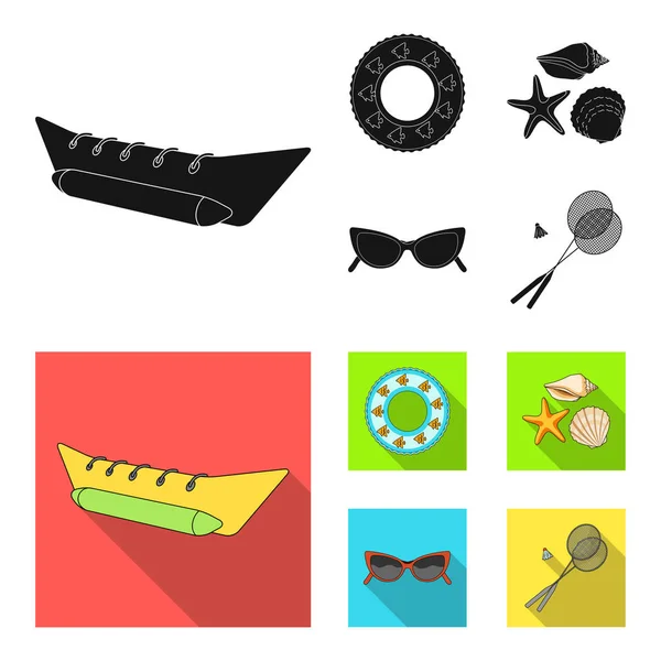 Water attraction, seashells, goggles.Summer vacation set collection icons in black,flat style vector symbol stock illustration web. — Stock Vector