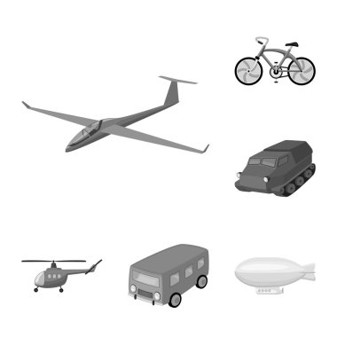 Set koleksiyonu tasarım için taşıma tek renkli simgeler farklı türleri. Araba ve gemi sembol stok web illüstrasyon vektör.