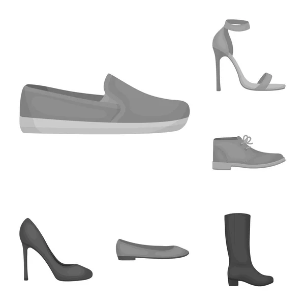 Una variedad de zapatos iconos monocromáticos en la colección de conjuntos para el diseño. Bota, zapatillas vector símbolo stock web ilustración . — Vector de stock