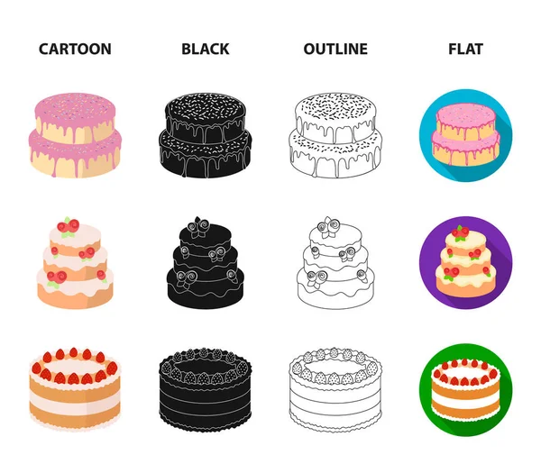 Édesség, desszert, krém, melaszt. Sütemények ország készlet gyűjtemény ikonok-ban rajzfilm, fekete, vázlat, lapos stílusú vektor szimbólum stock illusztráció web. — Stock Vector