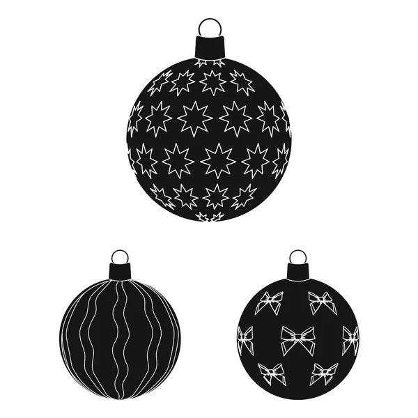 Balls for decoration black icons in set collection for design.Christmas balls vector symbol stock web illustration. — Stock Vector