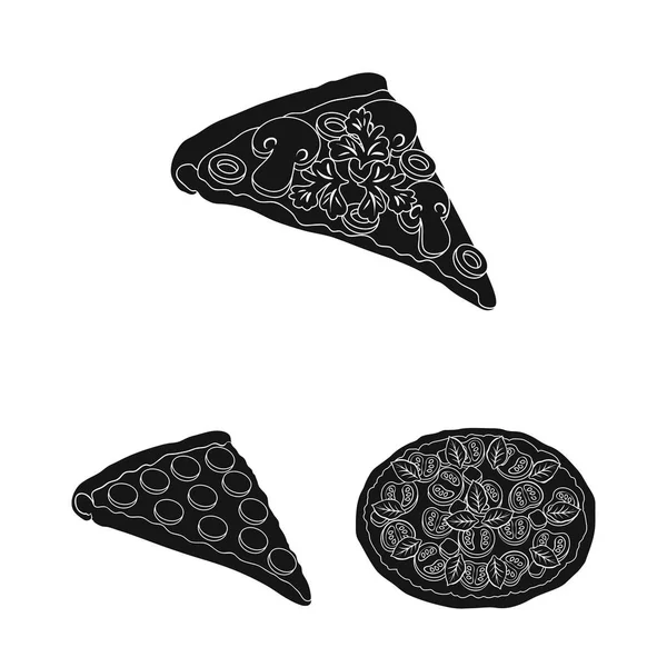 Différentes icônes noires de pizza dans la collection de jeu pour le design.Pizza food vector symbol stock web illustration . — Image vectorielle