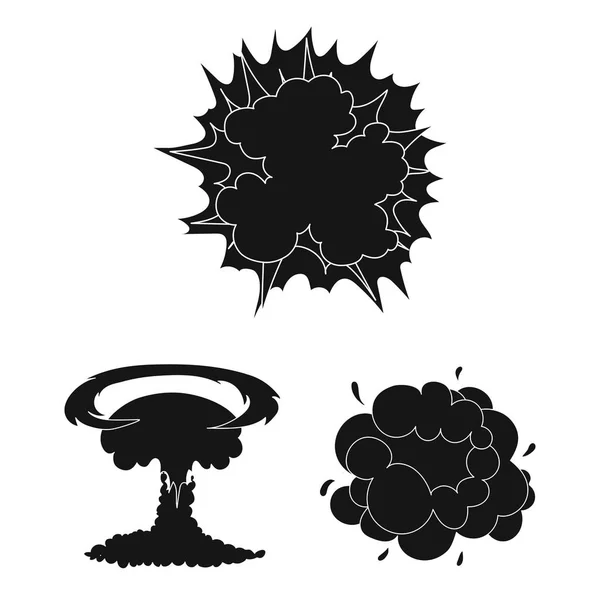 Różnych wybuchów czarny ikony w kolekcja zestaw do projektowania. Flash i płomień ilustracja web akcji symbol wektor. — Wektor stockowy
