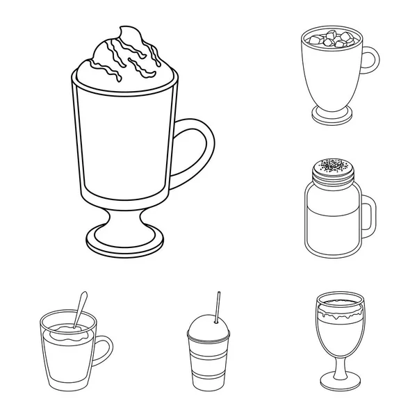 Різні види кавових контурів іконок у наборі для дизайну. Кавовий напій Векторний символ стокової веб-ілюстрації . — стоковий вектор