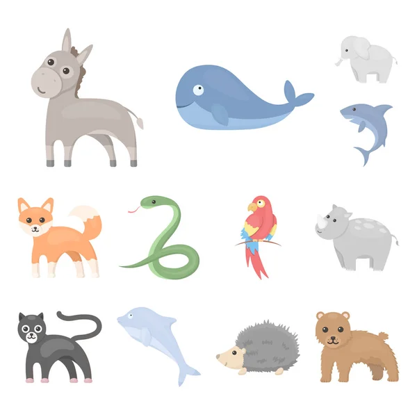 Iconos de dibujos animados de animales poco realistas en la colección de conjuntos para el diseño. Animales de juguete vector símbolo stock web ilustración . — Vector de stock